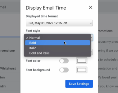 Email Timestamp Display Email Time